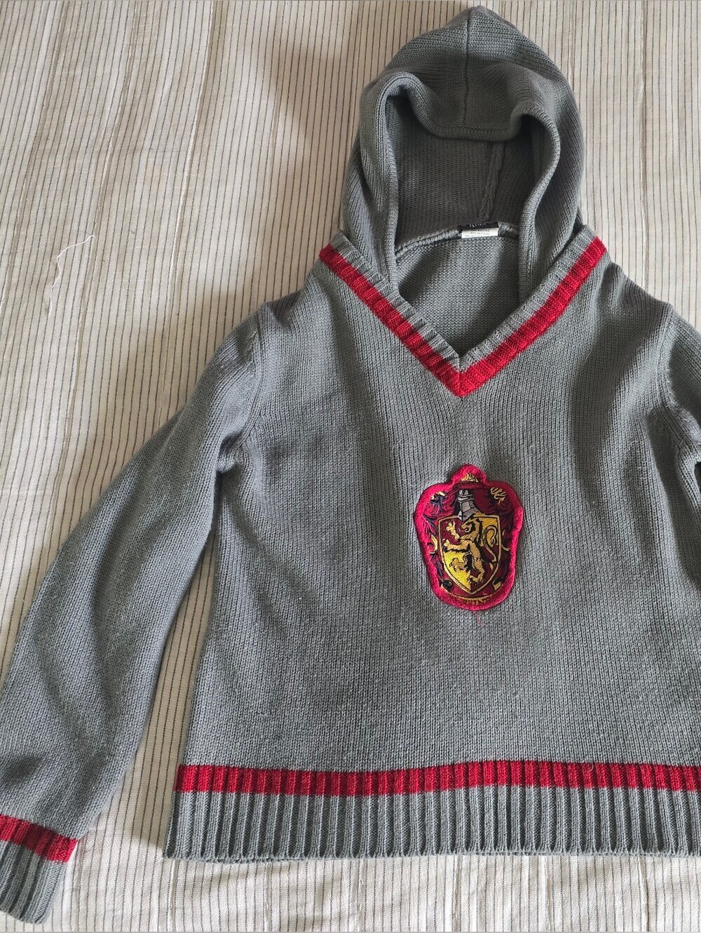 Warner Bros. Gray Hoodie Sweater with Red Trim and Gryffindor Patch